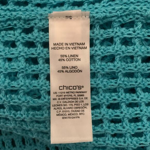 NWT Chico's Sweater Women's Sz 4 (2X) Open Stitch Waterloo Blue Dolman Sleeve - Picture 6 of 8